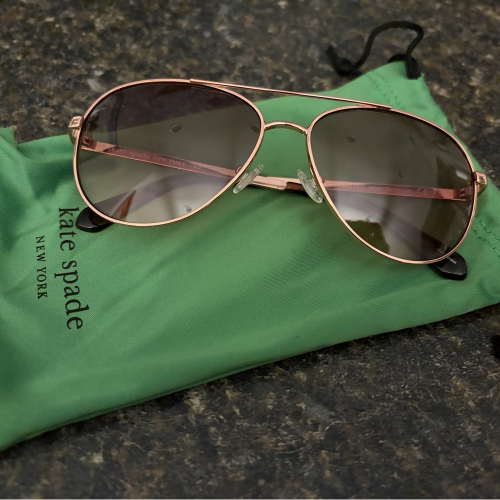NEW Kate Spade Rose Gold Aviator Sunglasses